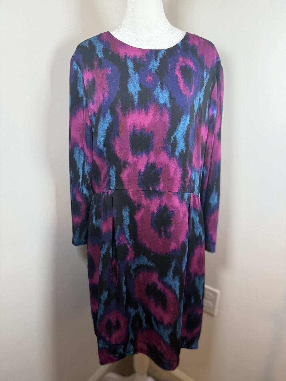 HUTCH Anthropologie US 14 Vibrant Color Abstract Floristry Silky Sheath Dress